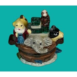 Noah's Ark ceramic hinged Trinket Box